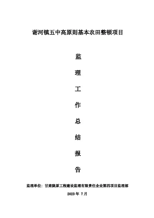 土地整理项目监理工作总结报告