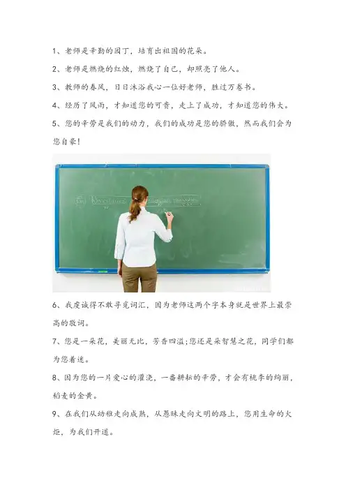 好老师的赞美句子