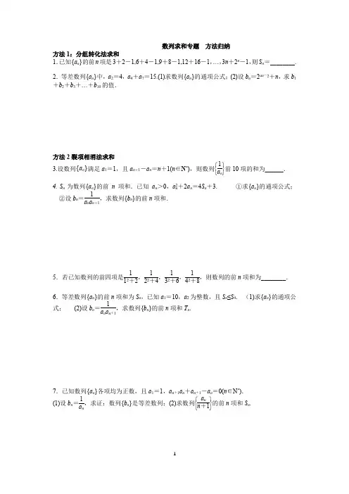 数列求和专题训练  方法归纳