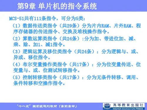 第9章 单片机的指令系统说明