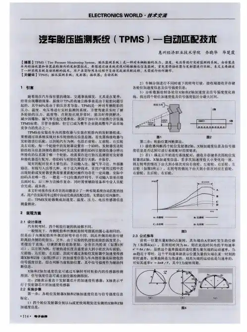 汽车胎压监测系统(TPMS)—自动匹配技术