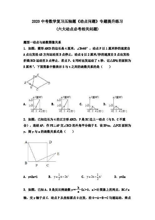 2020中考数学复习压轴题《动点问题》专题提升练习%28六大动点必考相关问题%29(无答案)