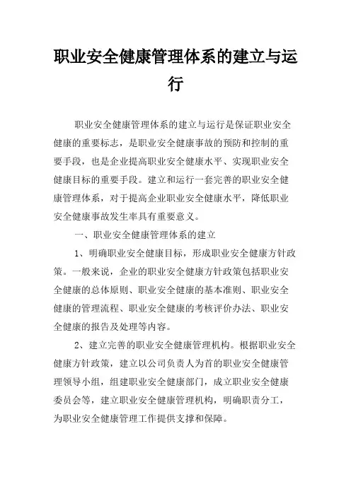 职业安全健康管理体系的建立与运行