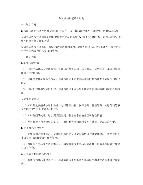 外科规培年度培训计划