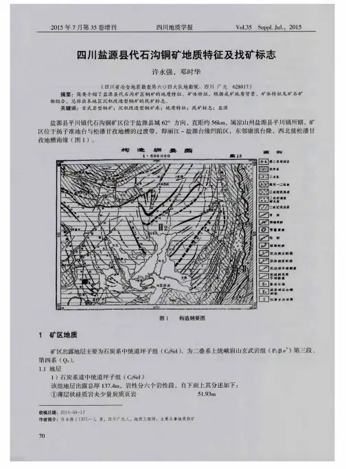 四川盐源县代石沟铜矿地质特征及找矿标志