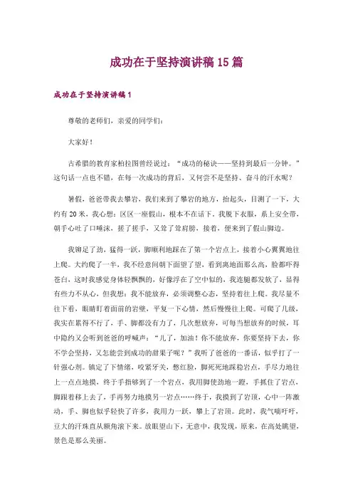成功在于坚持演讲稿15篇