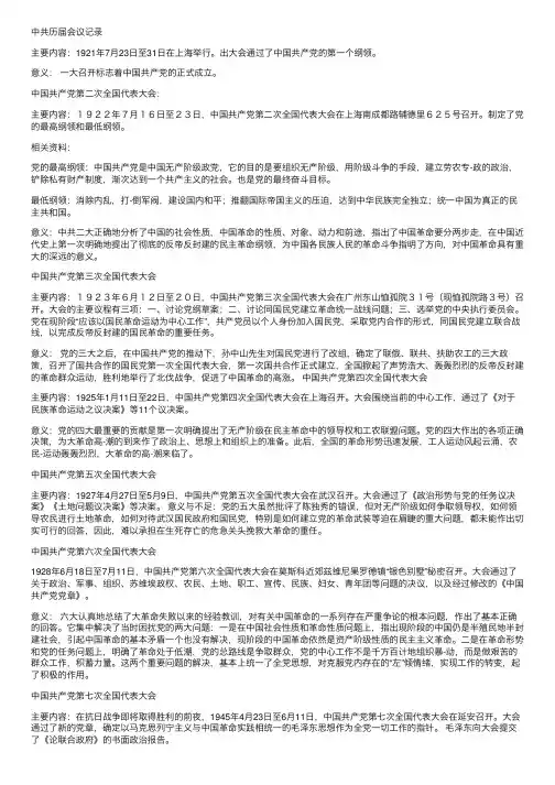 中共历届会议记录