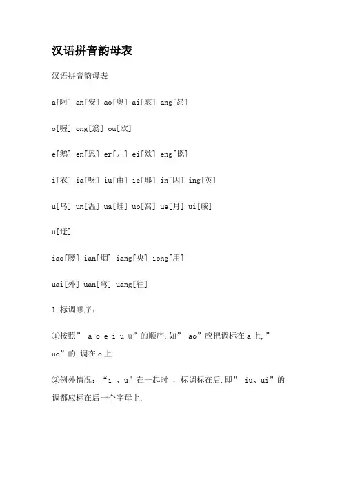 汉语拼音韵母表