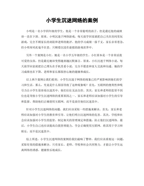 小学生沉迷网络的案例