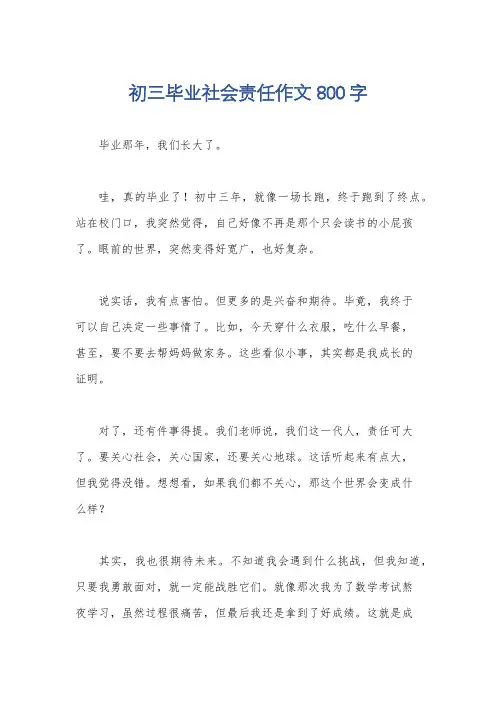 初三毕业社会责任作文800字