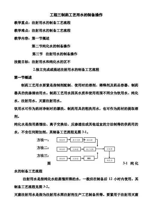 项目三 制药工艺用水的制备操作