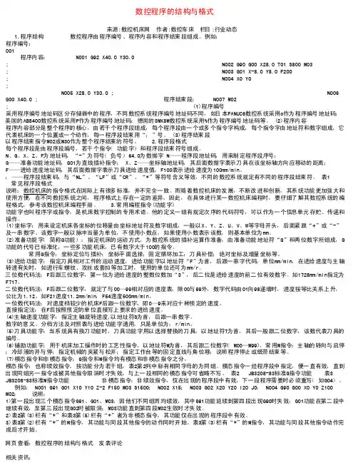 数控程序的结构与格式