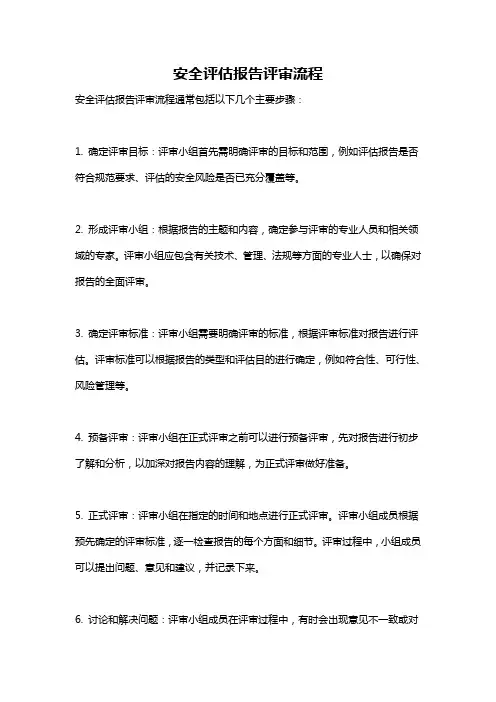 安全评估报告评审流程