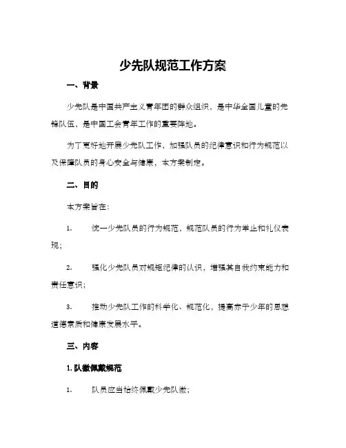 少先队规范工作方案