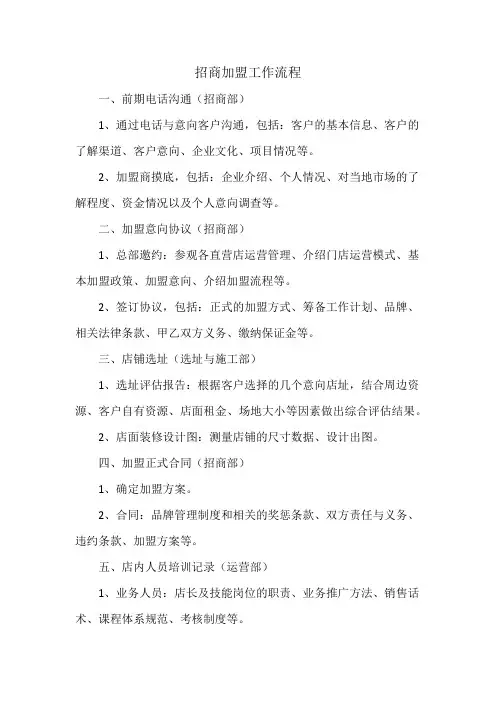 招商加盟工作流程