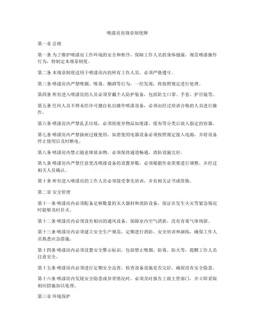 喷漆房房规章制度牌