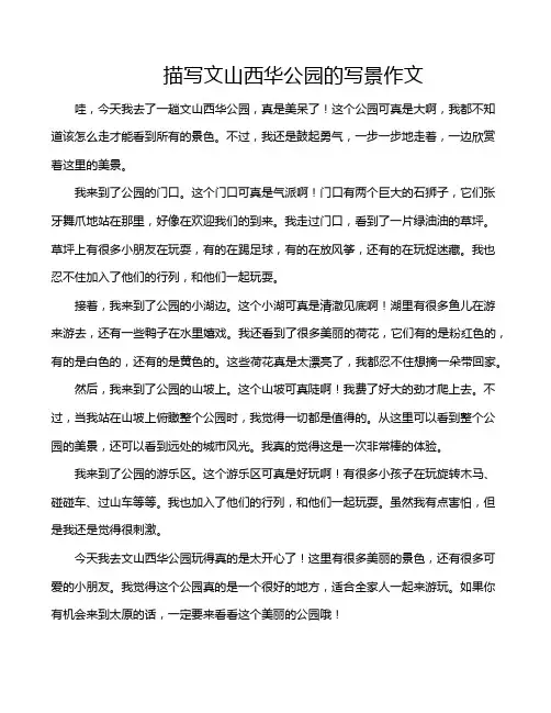 描写文山西华公园的写景作文