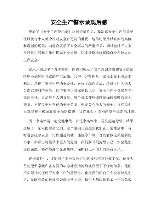 安全生产警示录观后感