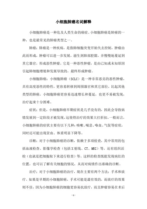 小细胞肺癌名词解释