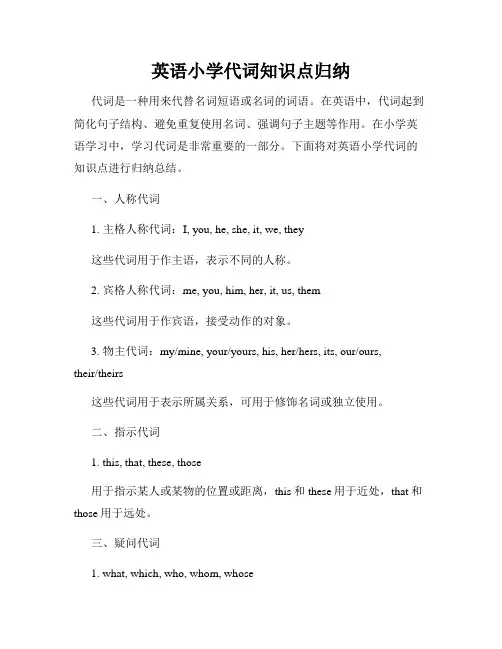 英语小学代词知识点归纳