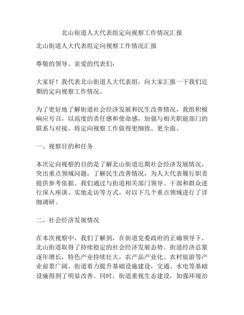 北山街道人大代表组定向视察工作情况汇报