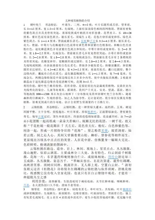 五种观赏植物的介绍