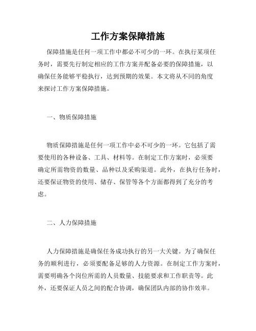 工作方案保障措施