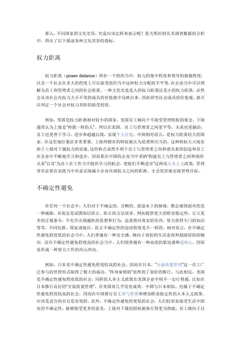 霍弗斯坦德国家文化维度