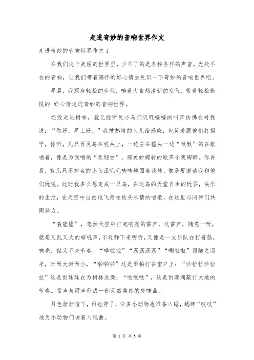 走进奇妙的音响世界作文