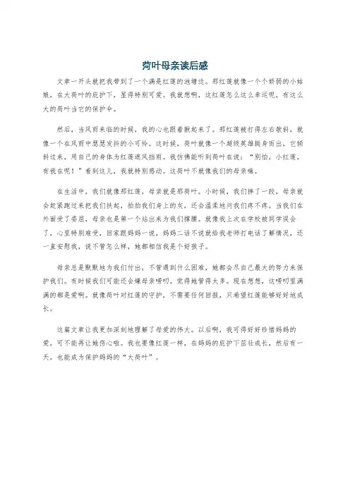 菏叶母亲读后感