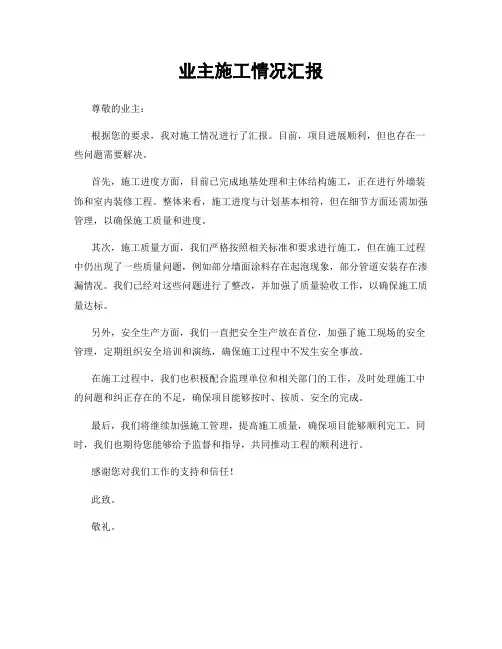 业主施工情况汇报
