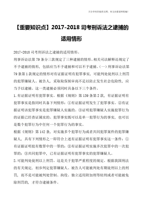 【重要知识点】2017-2018司考刑诉法之逮捕的适用情形