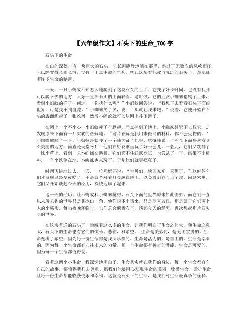 【六年级作文】石头下的生命_700字