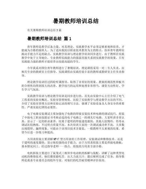 暑期教师培训总结