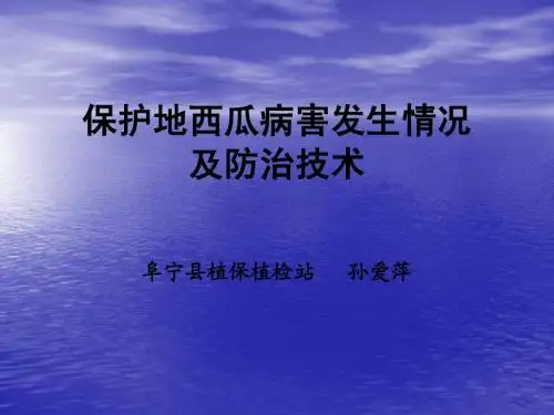保护地西瓜病害发生情况及防治技术.ppt