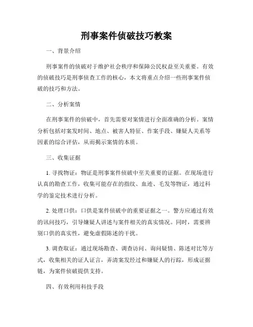 刑事案件侦破技巧教案