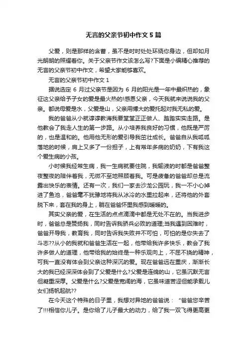 无言的父亲节初中作文5篇