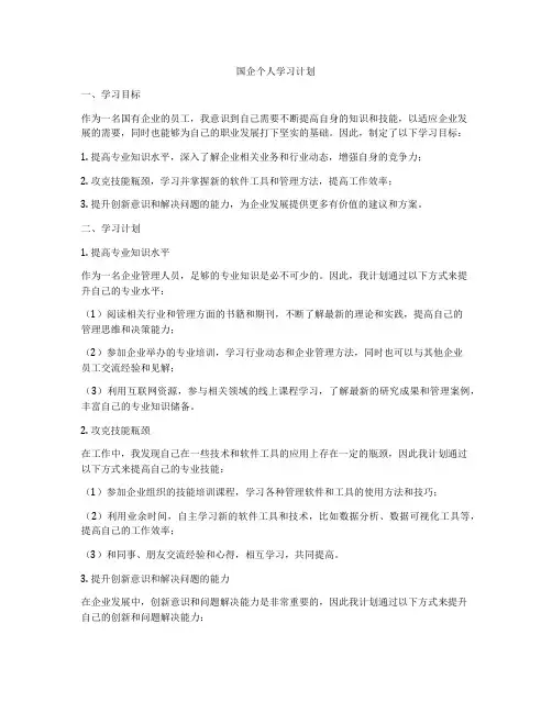 国企个人学习计划