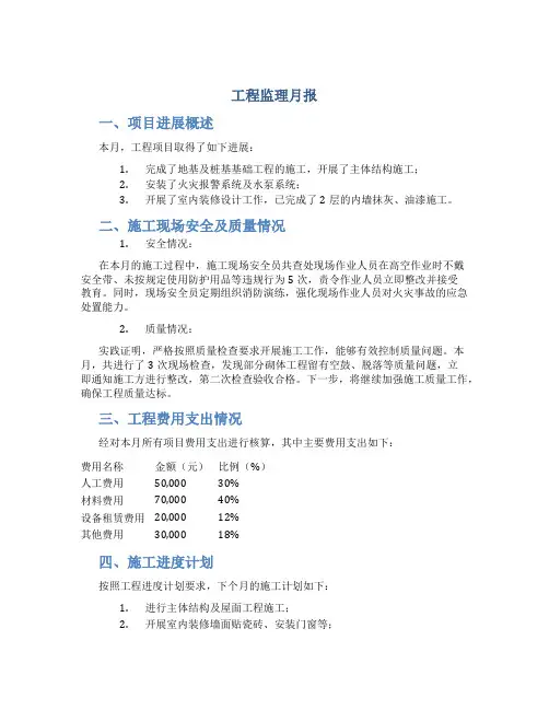 工程监理月报