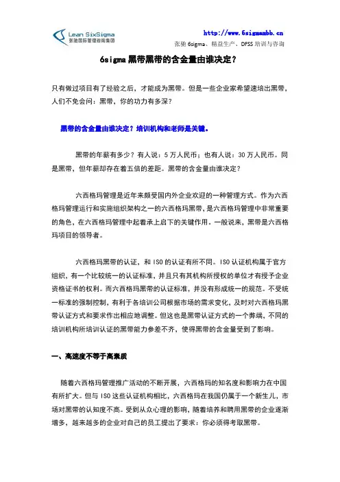 谈谈6sigma黑带培训的含金量
