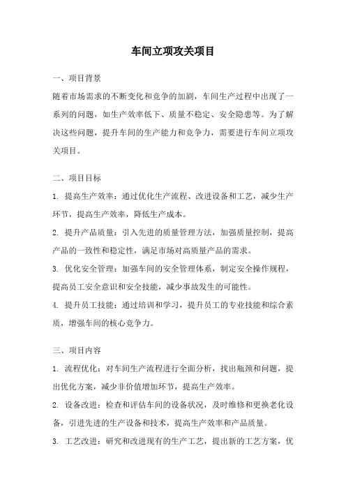 车间立项攻关项目
