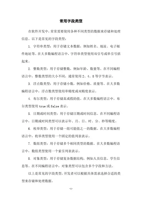 常用字段类型
