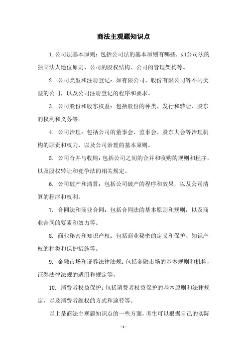 商法主观题知识点