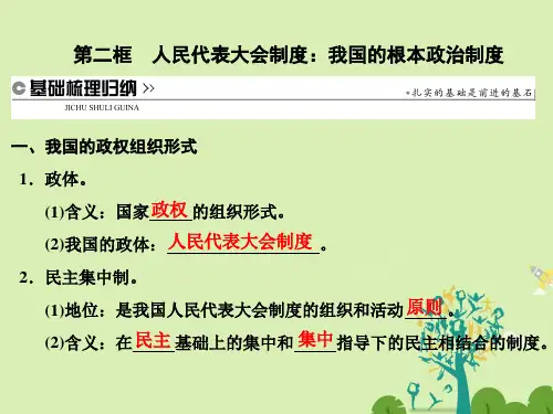 高中政治 第五课 第二框 人民代表大会制度：我国的根本政治制度课件新人教版必修