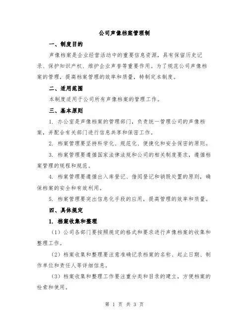 公司声像档案管理制
