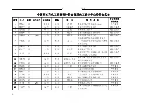 中国石油和化工勘察设计协会首届热工设计专业委员会名