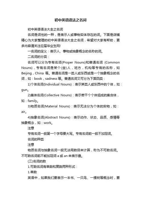 初中英语语法之名词