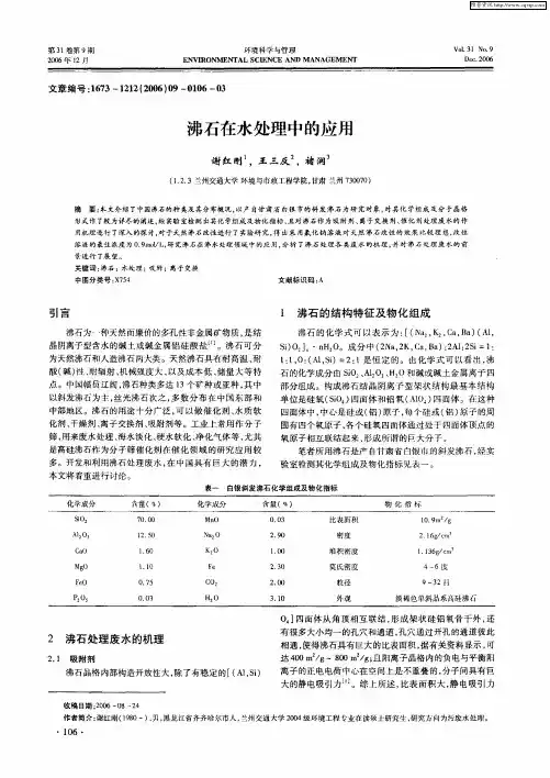 沸石在水处理中的应用