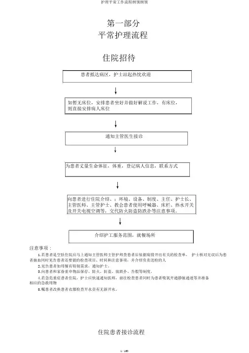 护理日常工作流程纲要大纲