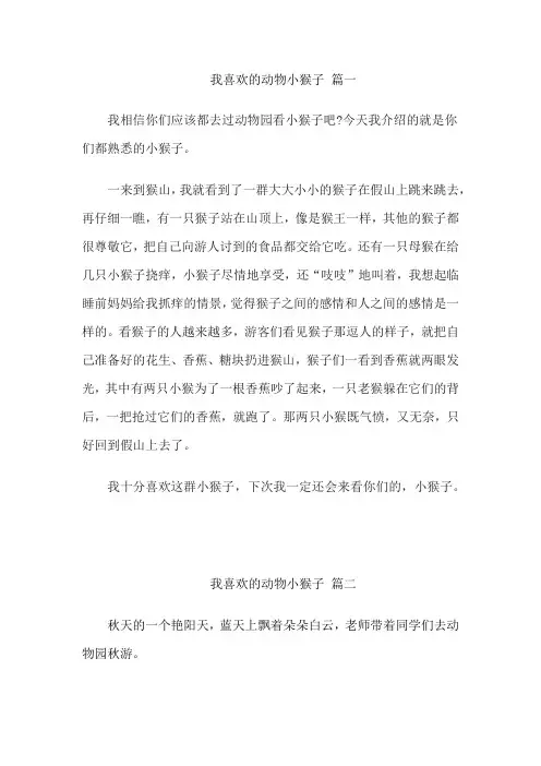我喜欢的动物小猴子
